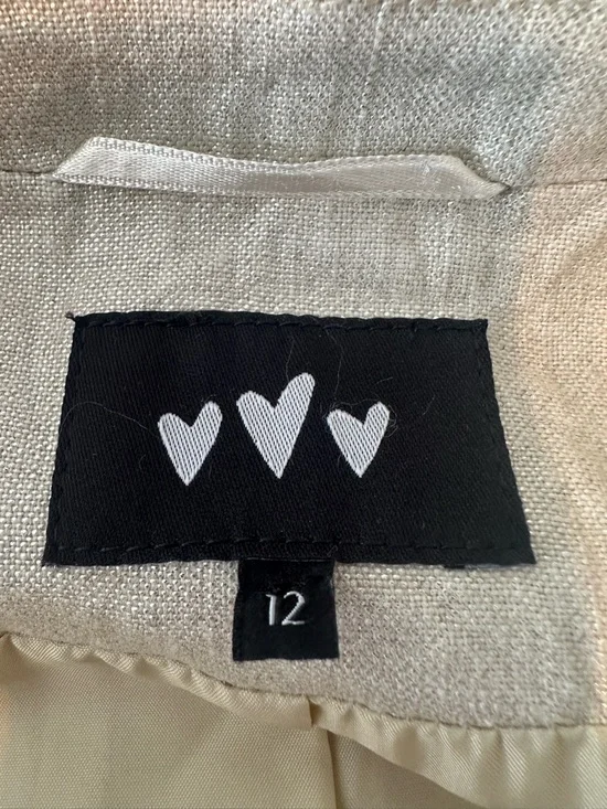 Linen Cotton Blend Metallic Trench Coat Chic Classic Statement Blazer Coat - Picture 9 of 14